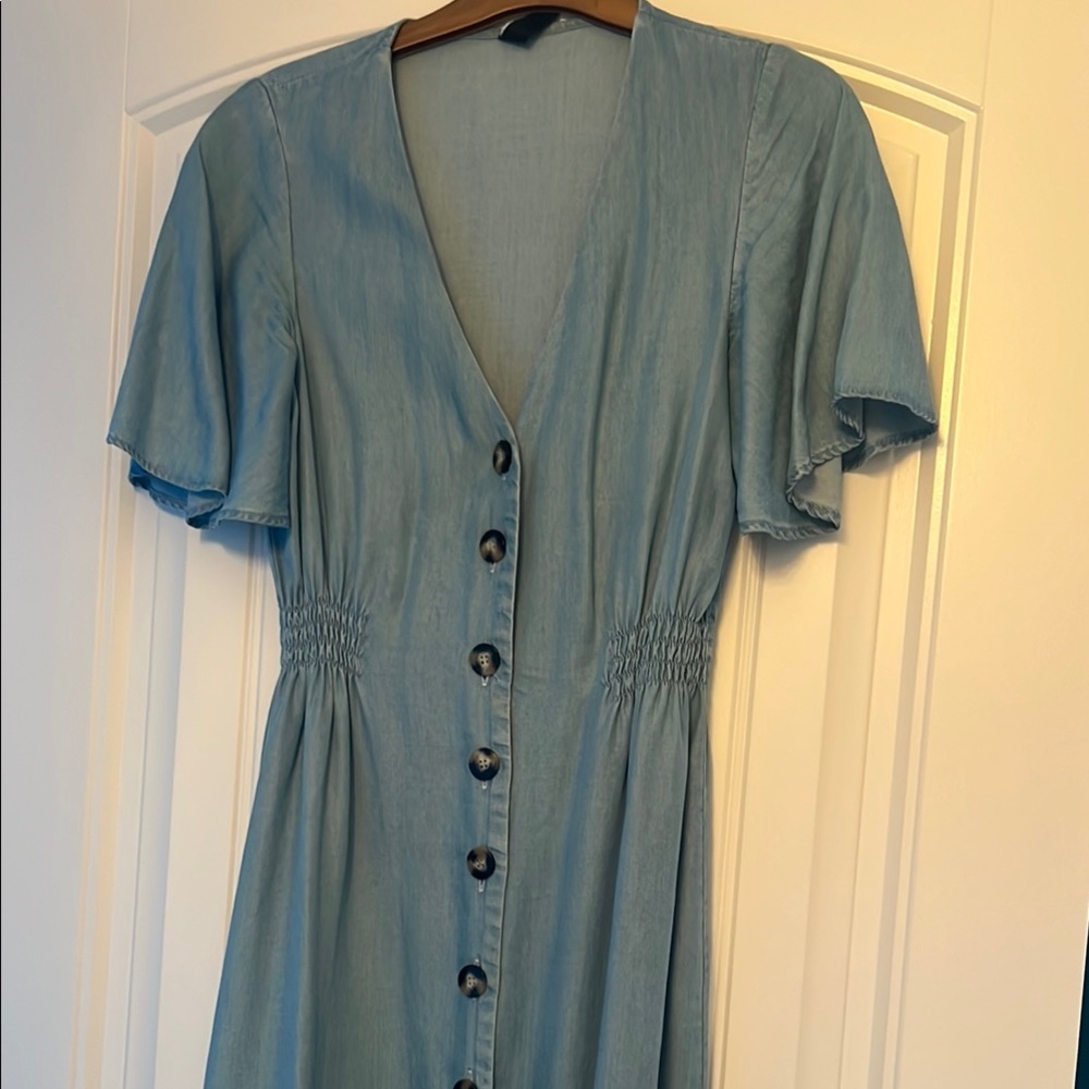 Elegant Blue Button-Down Dress